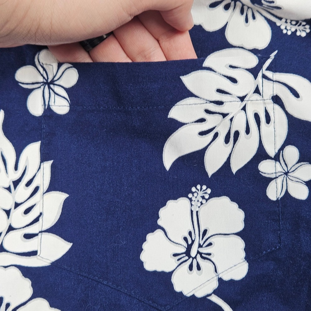 Vintage Aloha Republic Hawaiian Shirt‎ Mens 4XL Blue Floral Hibiscus Made In USA - Picture 8 of 12